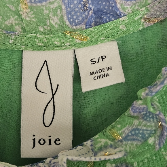 💵3/$20 Joie Green Flowy Boho Floral Print Blouse Sz Small - Picture 6 of 11
